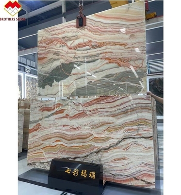 Competitive Onyx Stone Veneer Book Match Colorful Onyx Flooring Tile Backlit Rainbow