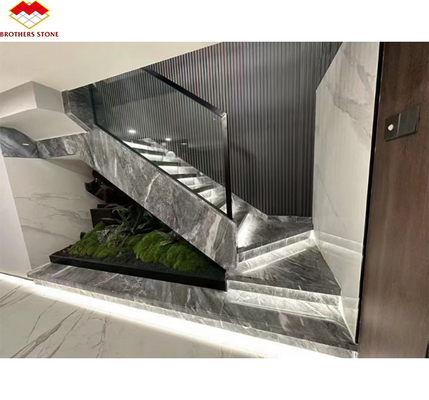 Popular Space Grey Marble Big Slab for Modern Light Gray Stairs in House and Hotel
