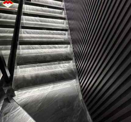 Popular Space Grey Marble Big Slab for Modern Light Gray Stairs in House and Hotel