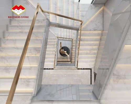 Indoor Natural Marble Stone Stair Step Cover with Customized Size and Anti-slip Feature