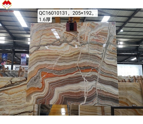Translucent Rainbow Onyx Stone for Villa Background CNF Polished Red Dragon Onyx Marble