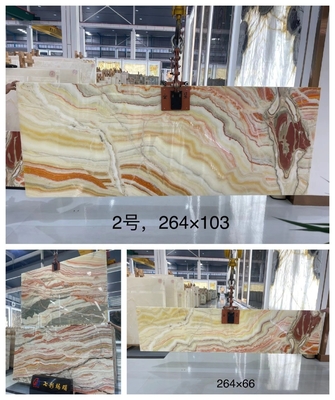 Translucent Rainbow Onyx Stone for Villa Background CNF Polished Red Dragon Onyx Marble