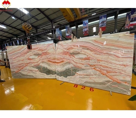 Honed and Polished Surface Finish Translucent Rainbow Onyx Slab for Colorful Wall Panel