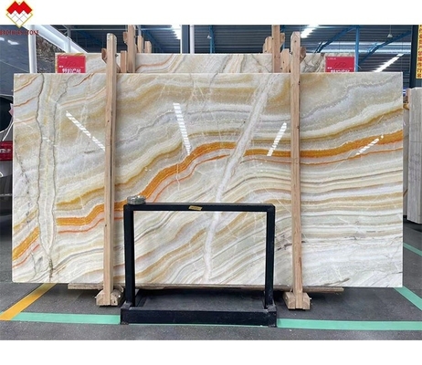 Honed and Polished Surface Finish Translucent Rainbow Onyx Slab for Colorful Wall Panel