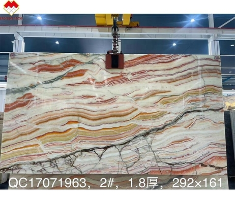 Honed and Polished Surface Finish Translucent Rainbow Onyx Slab for Colorful Wall Panel