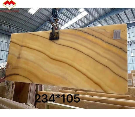 Thickness Tolerance /- 1mm Antique Book Match Yellow Onyx Marble for Lavabo Component