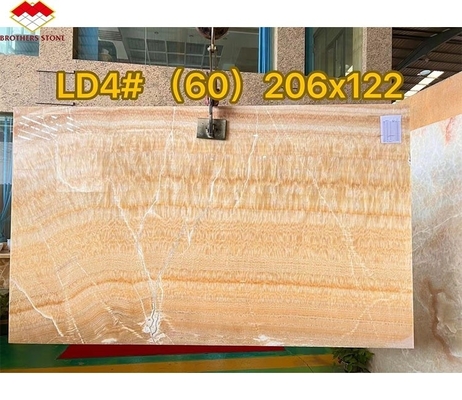 Thickness Tolerance /- 1mm Antique Book Match Yellow Onyx Marble for Lavabo Component