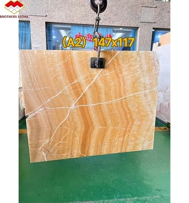 Thickness Tolerance /- 1mm Antique Book Match Yellow Onyx Marble for Lavabo Component