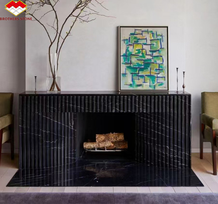 Modern Black Marble Fireplace for Villa Living Room Decoration in European Style