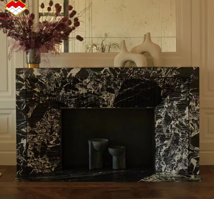 Modern Black Marble Fireplace for Villa Living Room Decoration in European Style