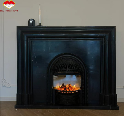 Modern Black Marble Fireplace for Villa Living Room Decoration in European Style