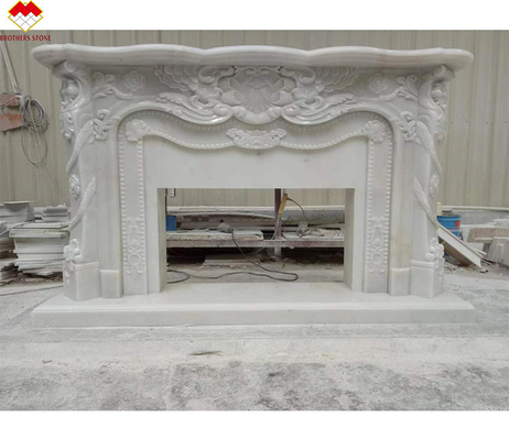 Modern Design White Marble Fireplace Surround for Wall Mounted Installation