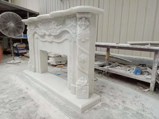 Modern Design White Marble Fireplace Surround for Wall Mounted Installation