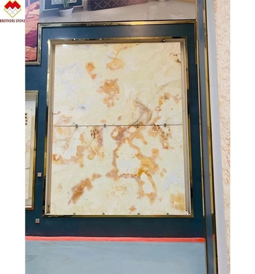 Directly Sale Polished Translucent Backlit Marble White Onyx with Red Flower Top Grade