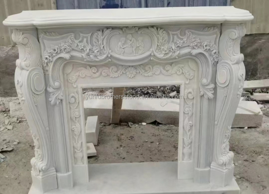 Modern Design White Marble Fireplace Surround for Wall Mounted Installation