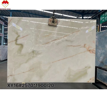 Directly Sale Polished Translucent Backlit Marble White Onyx with Red Flower Top Grade