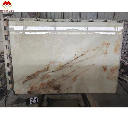 Directly Sale Polished Translucent Backlit Marble White Onyx with Red Flower Top Grade