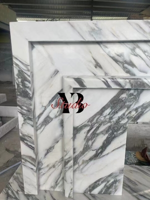 Villa Modern Design Carved Italian Arabescato Corchia White Marble Fireplace Customized