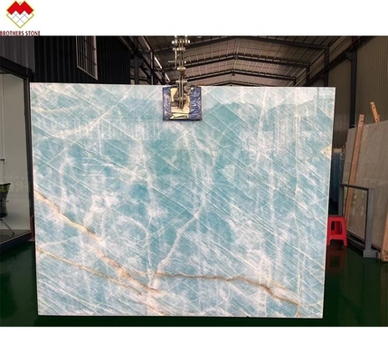 Modern Floor Revolution Translucent Blue Jade Onyx Stone Tiles for Wall and Floor