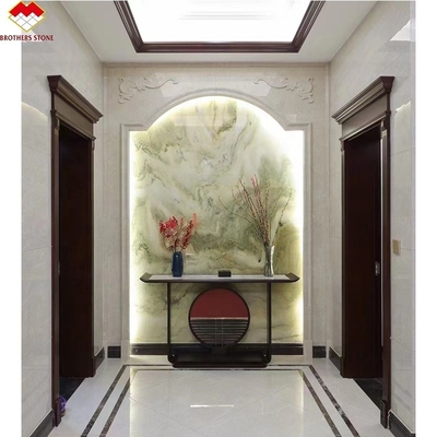 Polished Onyx Stone Wall Panel Directly Sale for TV Background in Natural Green White