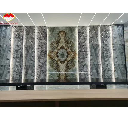 Italian Natural Stone Silver Fir Black Grey Look Marble Textured Slab for Home Wall Panel