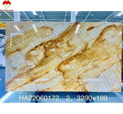 Inner Decoration Book Matched Yellow Honey Onyx Marble Slabs for Wall Background