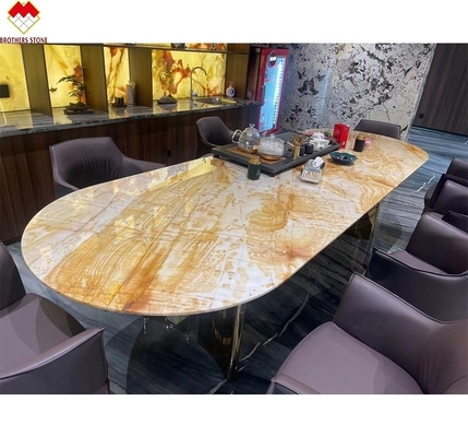 Inner Decoration Book Matched Yellow Honey Onyx Marble Slabs for Wall Background