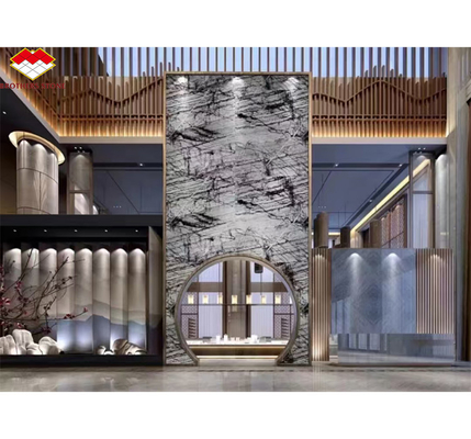Italian Natural Stone Silver Fir Black Grey Look Marble Textured Slab for Home Wall Panel