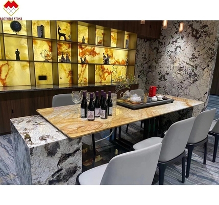 Inner Decoration Book Matched Yellow Honey Onyx Marble Slabs for Wall Background