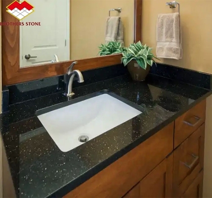 Hotel Kitchen Countertop and Stairs Cut-To-Size Indian Black Star Galaxy Granite Slabs
