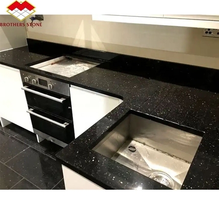 Hotel Kitchen Countertop and Stairs Cut-To-Size Indian Black Star Galaxy Granite Slabs