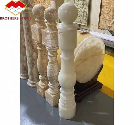 Modern Onyx Marble Column Polished Natural Stone Design for Staircase Pillars