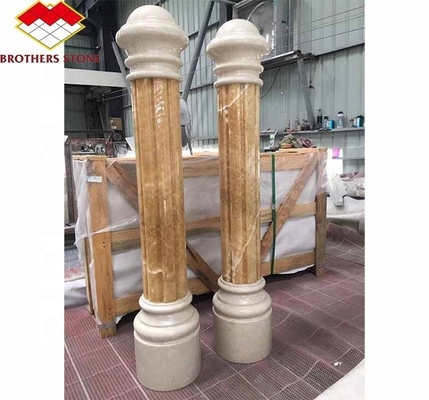 Modern Onyx Marble Column Polished Natural Stone Design for Staircase Pillars