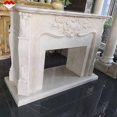 Modern Indoor Cream White Stone Fireplace Surround Polished Fireplace For Table Villa
