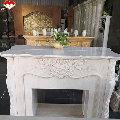 Modern Indoor Cream White Stone Fireplace Surround Polished Fireplace For Table Villa