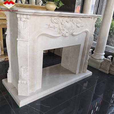 Modern Indoor Cream White Stone Fireplace Surround Polished Fireplace For Table Villa