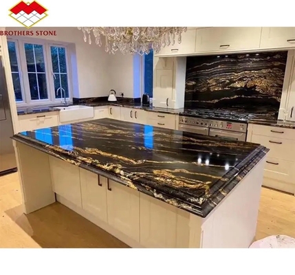 Chinese Granite Luxury Kitchen Countertop with Polished Black Gold Stone
