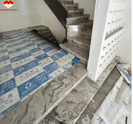 Hotel Stair Step and Floor Decoration Italy Natural Brown Marble Tiles with River Vein