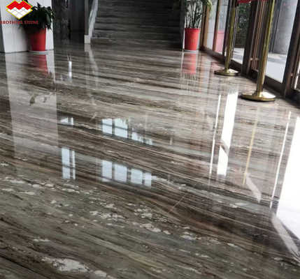 Hotel Stair Step and Floor Decoration Italy Natural Brown Marble Tiles with River Vein