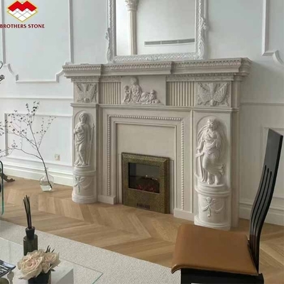 Freestanding Modern Indoor Royal Botticino Marble Decor Cream Shanna Beige Marble for Fireplace Tabletop Surround