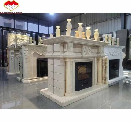 Freestanding Modern Indoor Royal Botticino Marble Decor Cream Shanna Beige Marble for Fireplace Tabletop Surround