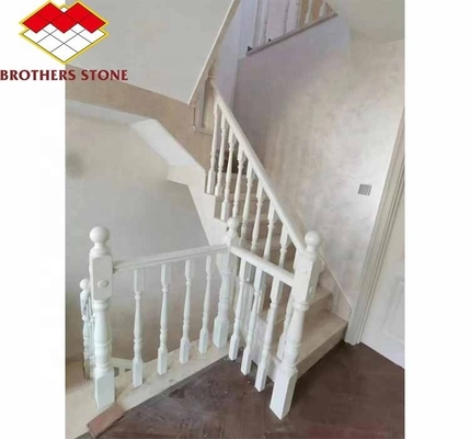 Step Mounted Flooring Onyx Marble and White Marble Balustrade Railing Handrail for Stair