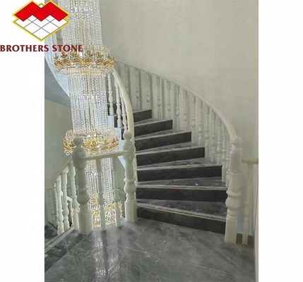 Step Mounted Flooring Onyx Marble and White Marble Balustrade Railing Handrail for Stair
