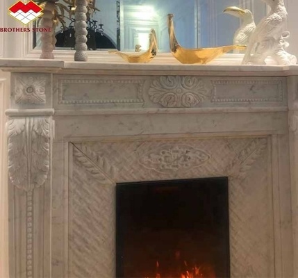 Function Without Remote Control Carara White Table Top Fireplace Insert with Frame Shelf