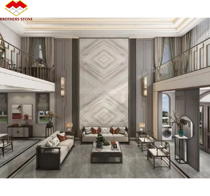 Hotel Design Style Modern White Marble TV Wall Board Panel for Home Renovation Project