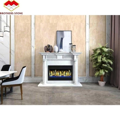 White Greek Marble Natural Stone Statue Frame Art Fireplace for Prestigious Property