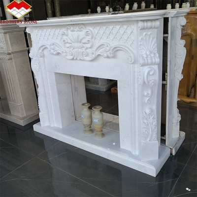 White Greek Marble Natural Stone Statue Frame Art Fireplace for Prestigious Property