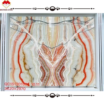 Big Slab Book Matched Multi colored Onyx Agate Stone for Inner Decoration Wall Cladding
