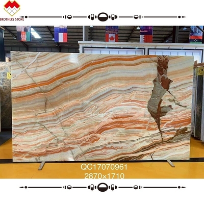 Big Slab Book Matched Multi colored Onyx Agate Stone for Inner Decoration Wall Cladding