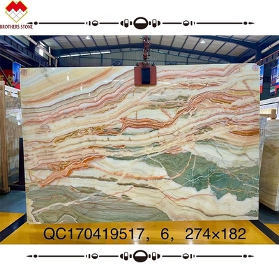 Big Slab Book Matched Multi colored Onyx Agate Stone for Inner Decoration Wall Cladding